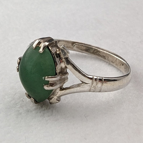 British vintage jewelry jade sterling silver ring, free size